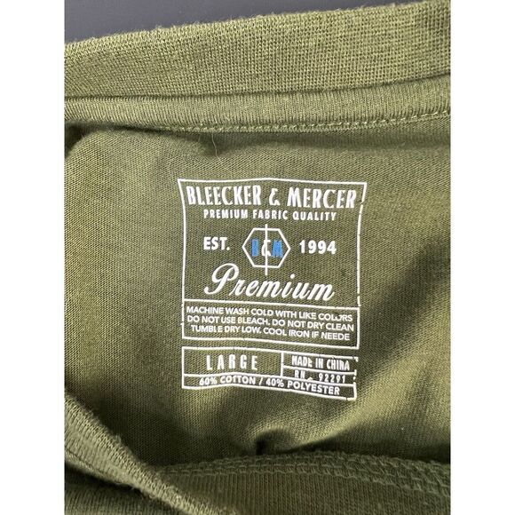 Bleecker Mercer Adult Large Green Short Sleeve Shredded Shirt Crewneck Zipper - Picture 5 of 13